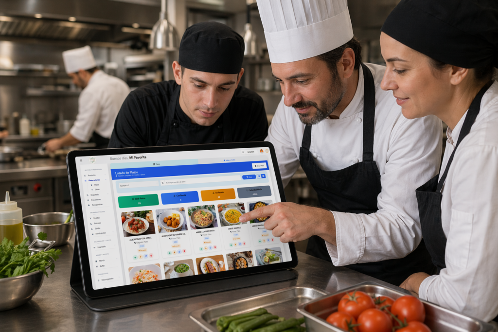 Chefs usando el software Effichef